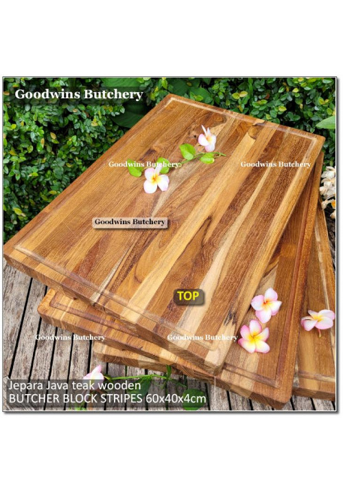 Cutting board butcher block STRIPES RECTANGLE 60x40x4cm +/-6.2kg talenan kayu jati Jepara